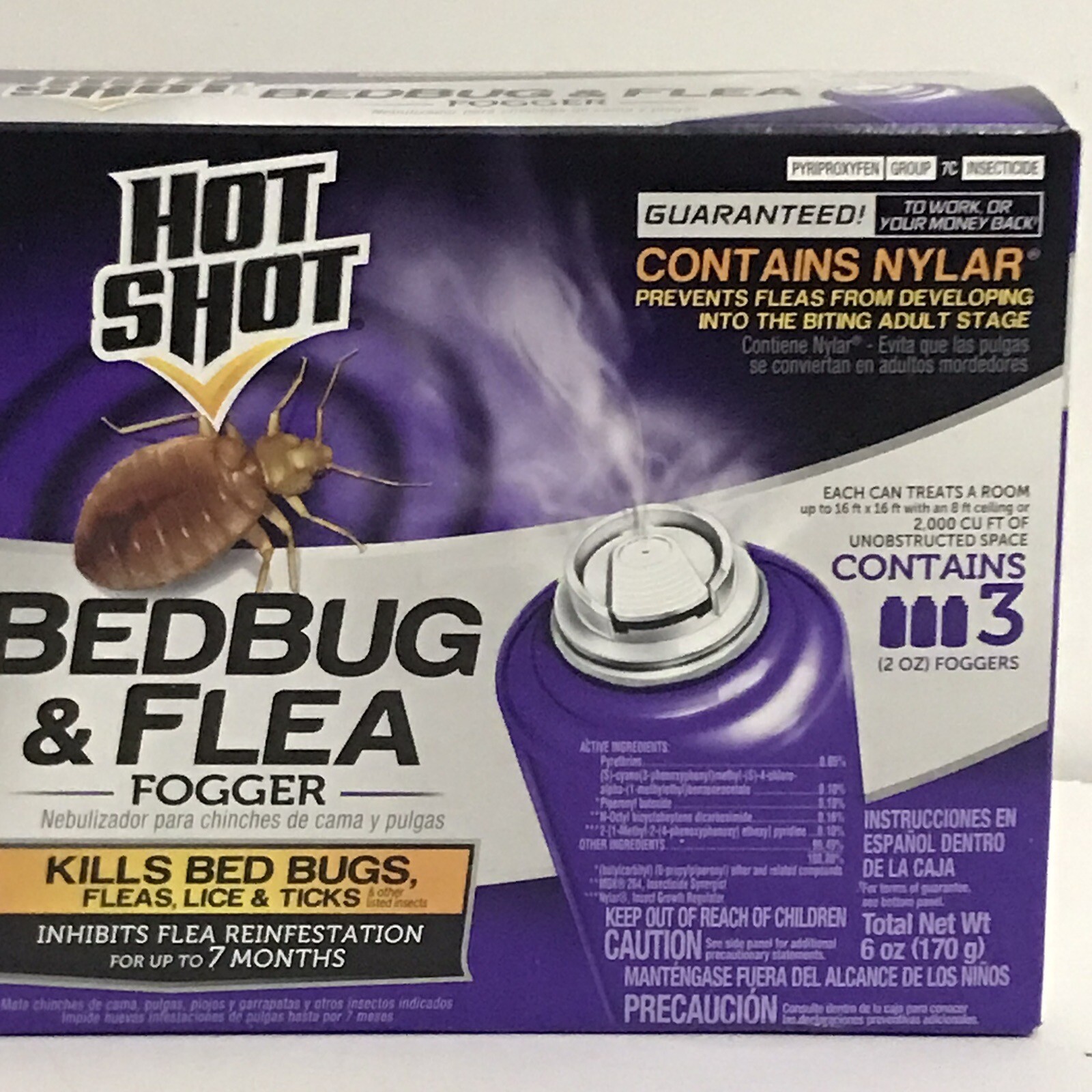 Lot of Two Hot Shot Bedbug and Flea Foggers 3 Each Per Pack Total 6 Six