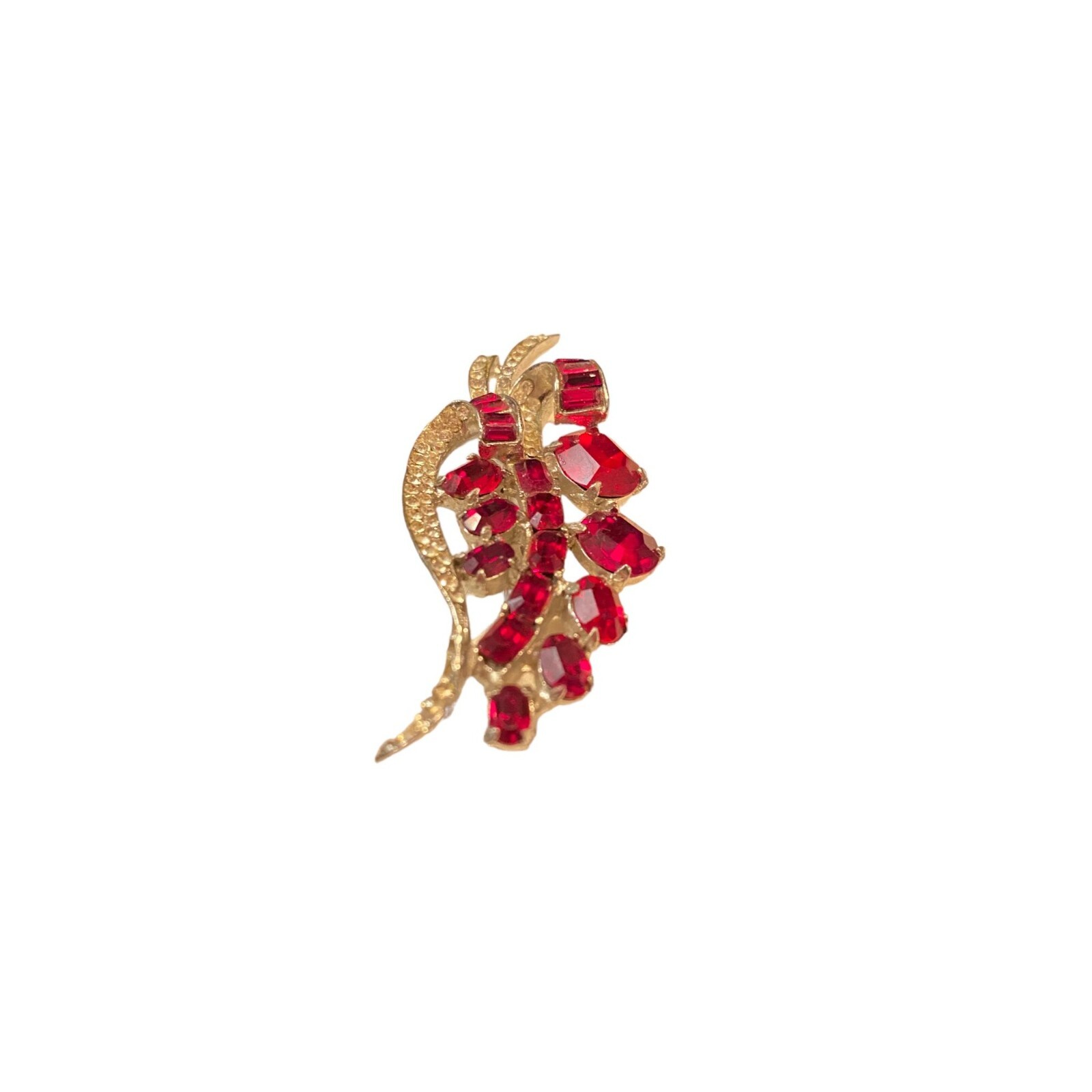 Vintage Joseph Weisner NY Ruby Red Rhinestone Sil… - image 2
