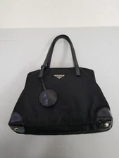used PRADA WhiteTag NO.24  Tesuto Nylon Black Triangle Plate Tote bag 11427