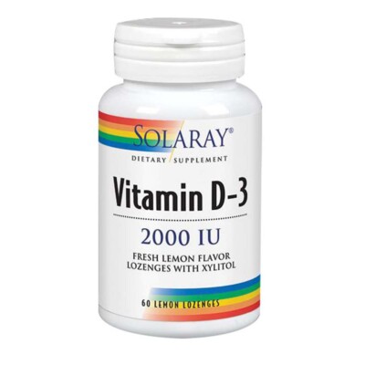 Vitamin D-3 2,000 IU Lemon 60 Lozenges By Solaray