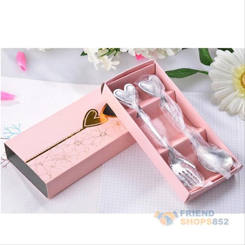2PCS/Set Stainless Steel Love Heart Spoon Fork for Wedding Favor Party Gift
