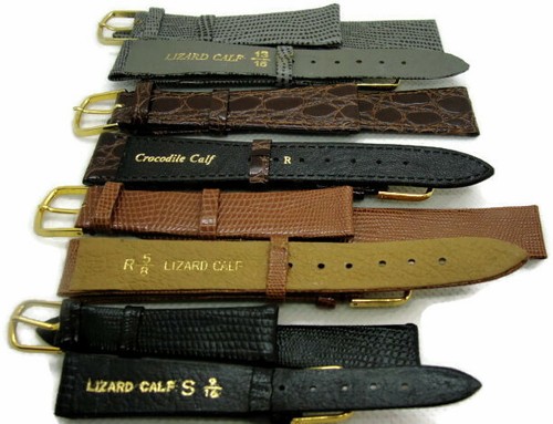 Reloj Banda de Cuero Lagarto Cosido Negro Marrón 10, 11, 12, 13, 14, 16, 19, 21 mm - Imagen 2 de 23