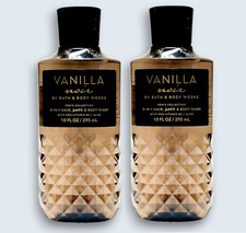 2 Bath Body Works VANILLA NOIR MEN 3-in-1 Hair Face Body Wash Shower Gel 10 oz