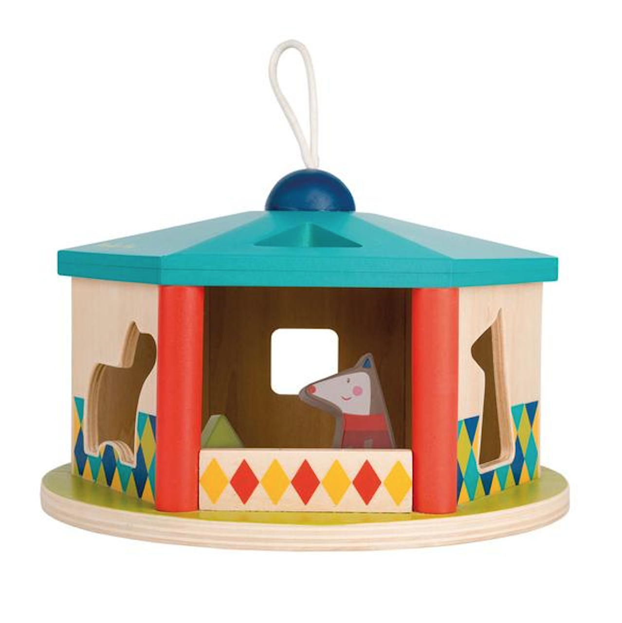 MOULIN ROTY Les Zig et Zag HOP Wooden House with Push in Shape Sorter NEW
