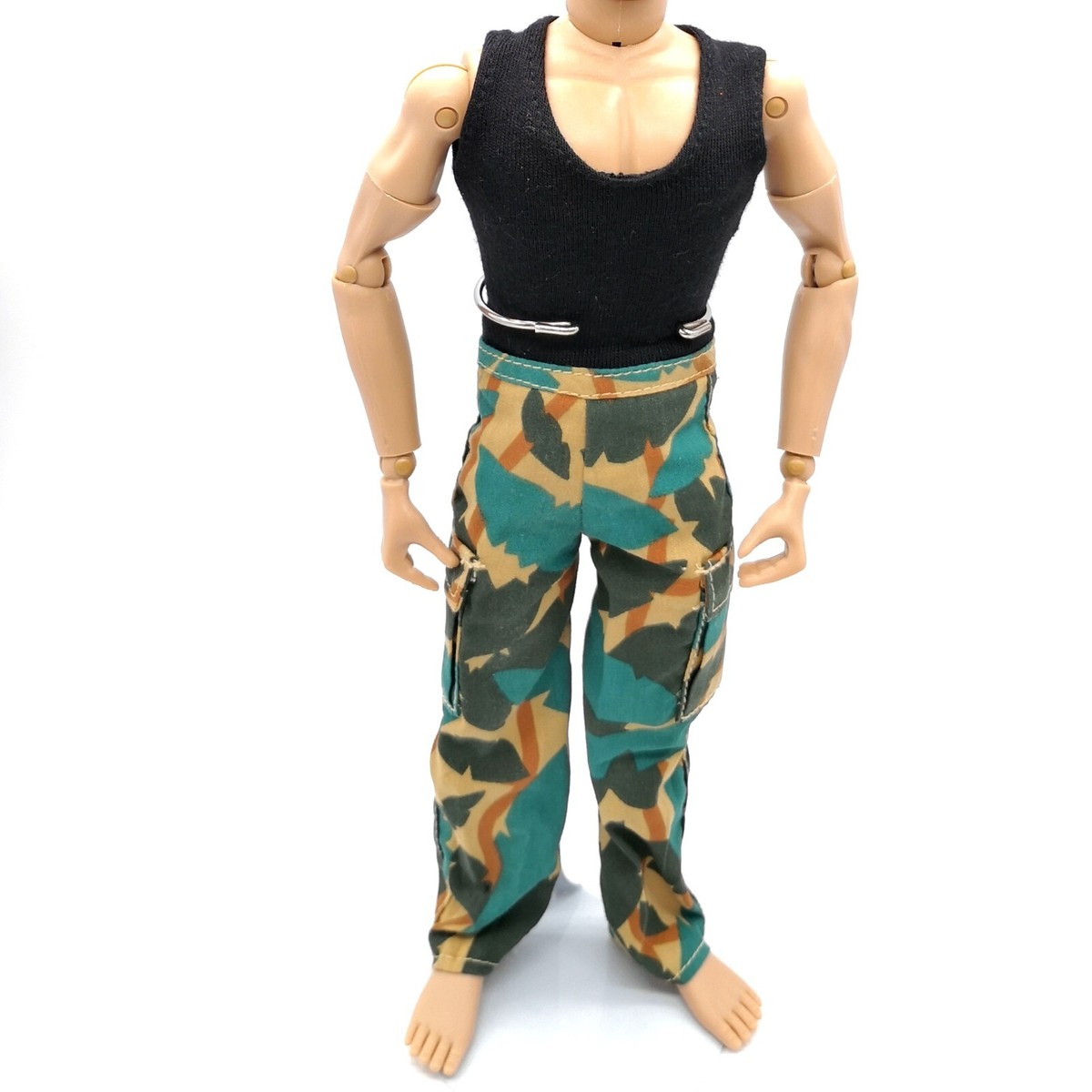 1/6 Scale MALE CASUAL Black TANK TOP Green CAMO PANTS OUTFIT 12