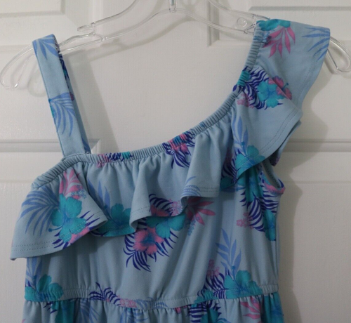 Girl's Dress Off the Shoulder BLUE Flowers Stretchy Ruffle Size S(6/7) Star Ride - Picture 6 of 8