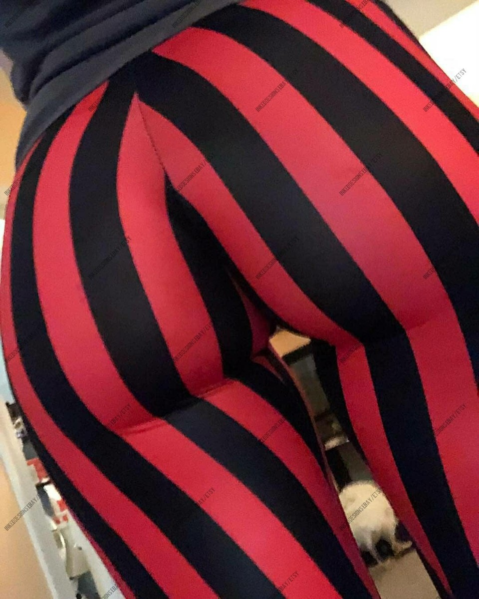 Sexy Striped Leggings Goth Clothing Halloween The Fiend Cosplay Trousers |  eBay