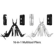 Flissa Multitool 16-in-1 Multitool Pliers Black/Sliver w/Sheath Stainless Steel