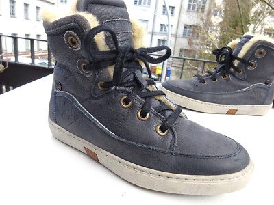 REHAB Dam Schuhe Stiefel High-TOP Sneaker Leder LAMMFELL Grau Holland Gr.36 TOP