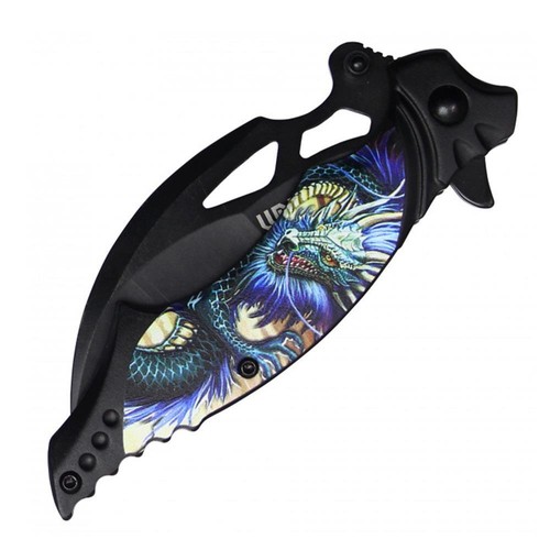 DRAGON Tactical Black KARAMBIT Spring Assisted Folding Pocket CLAW Knife 7.5" - Picture 4 of 5