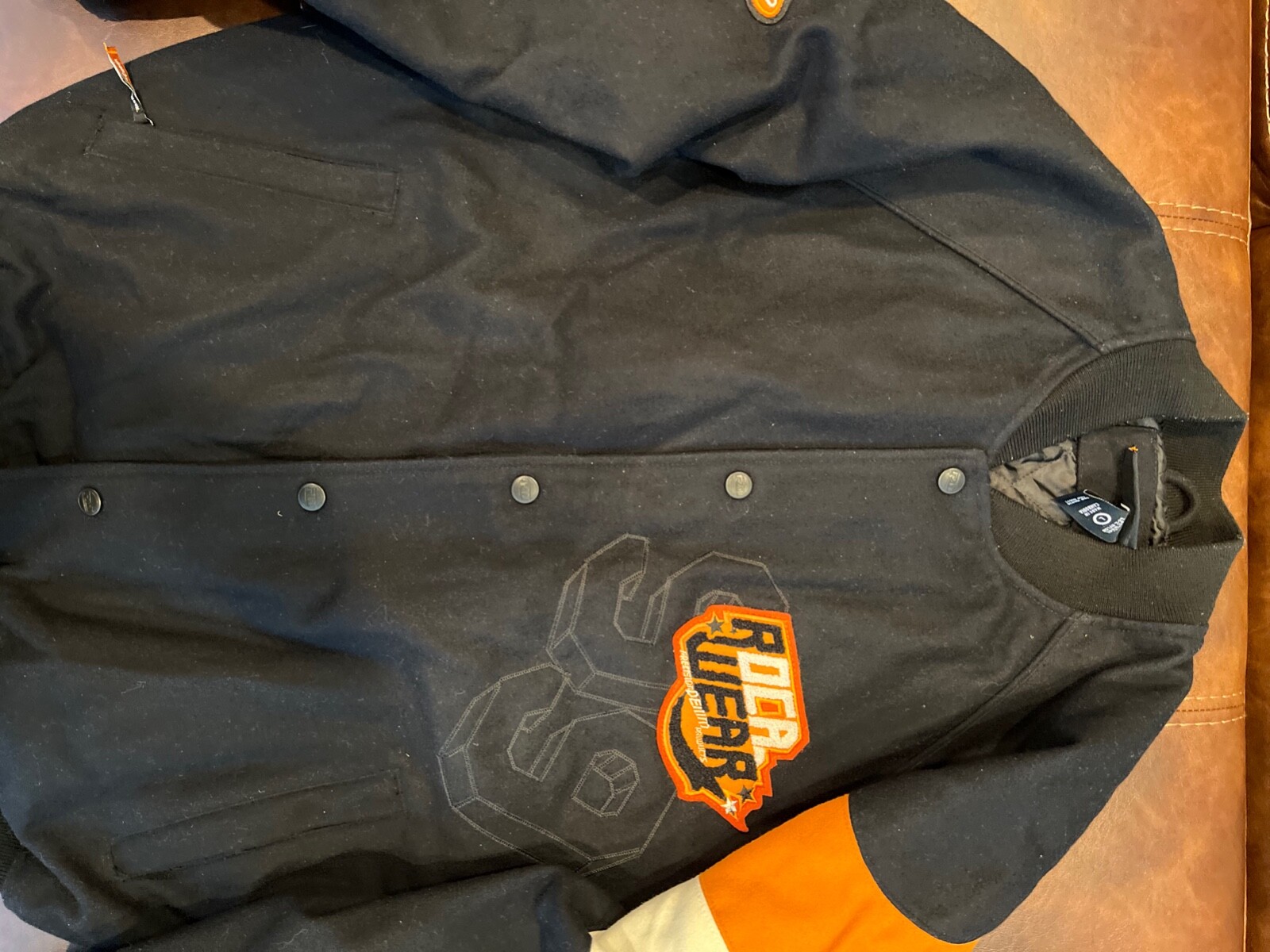 preowned authentic Rocawear jacket navy white ora… - image 1