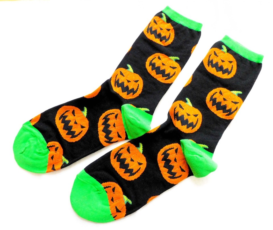 Halloween Socks Ladies Crew 3 Pairs Witches Pumpkins Sock Size 9 To 11 ...