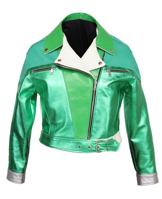 NWT FRATELLI NOVIELLO WOMEN BIKER JACKET leather luxury Italy 1980s style M
