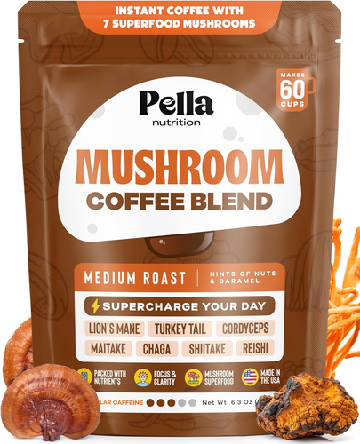 Organic Mushroom Instant Coffee (60 Servings) with 7 Superfood Mushrooms, Great