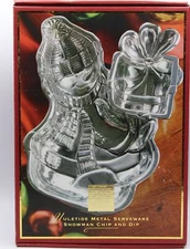 NIB Lenox Holidays Yultide Metal Serveware Snowman Chip And Dip Serving Platter