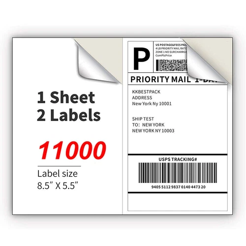 Versandetiketten 2 pro Blatt 8,5 x 5,5" halbe Blätter leer selbstklebend 220-11000 - Bild 21 von 21