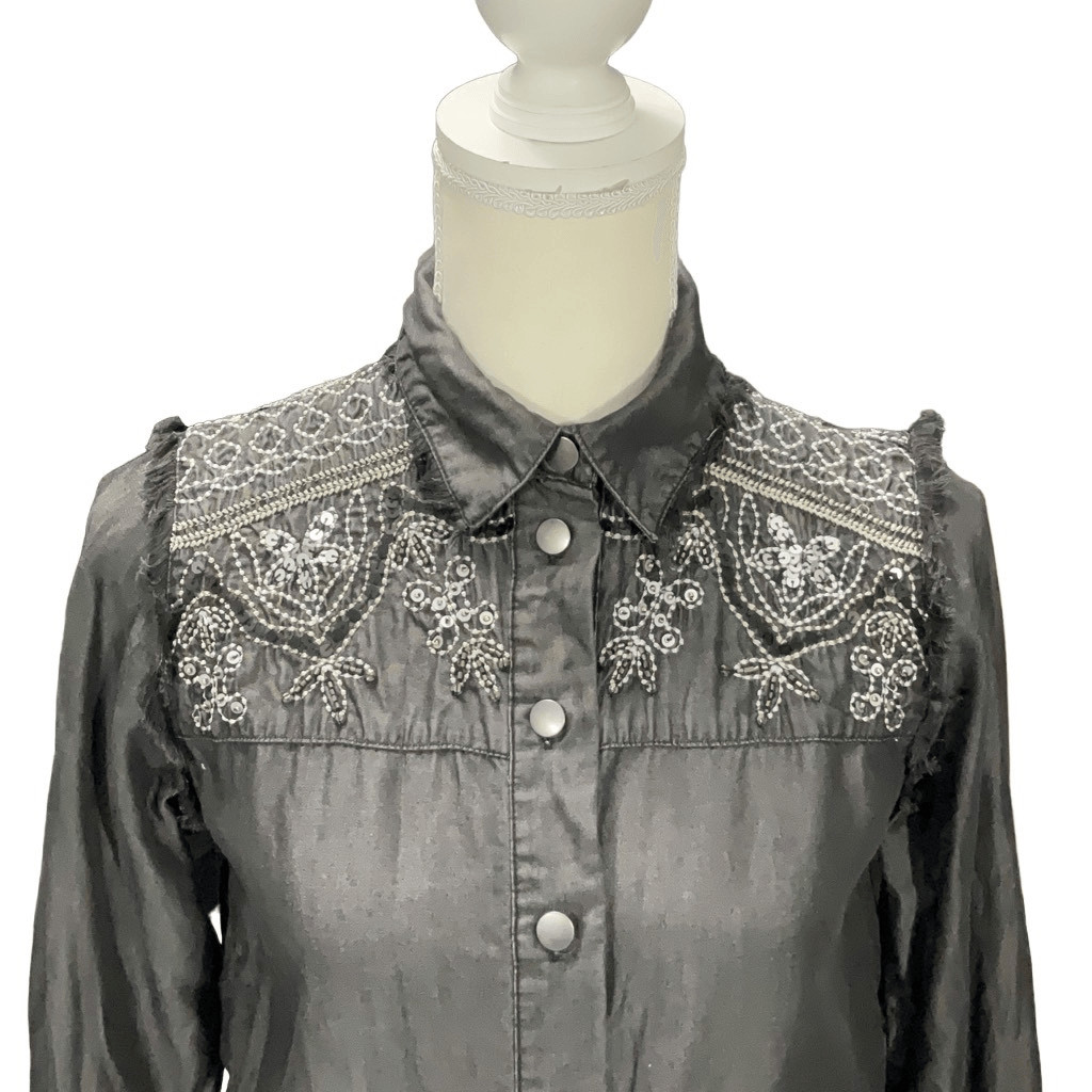 Zara Basic Collection Gray Button Front Embellish… - image 2