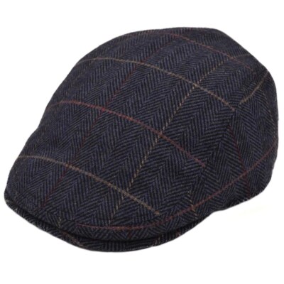 Tweed Flatcap dunkelblau komplett gefüttert große Gebrauchsspuren