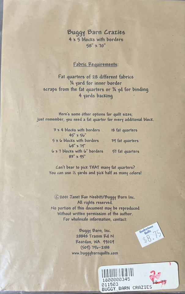 BUGGY BARN CRAZIES Appliqué Quilt Pattern By The Buggy Barn - Image 2 of 2