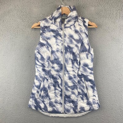 Athleta Altitude Quilted Down Vest In Cloud Sapphire Print XXS