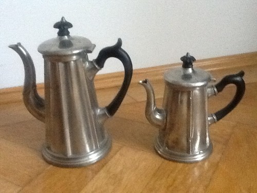 2 dekorative Zinn Kannen Kaffee Schwanenhals Jugendstil "Gerhardi + Co 788" - Bild 5 von 10