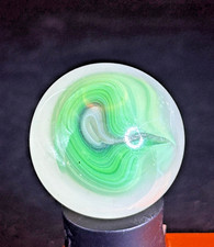 Christensen Agate Co. Diaper Fold Swirl Green/White UV Marble 1.01" Mint- SH14