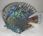 Murano Style Aqua Blue Foiled Figural Angel Fish Art Glass Decor  — photo 1