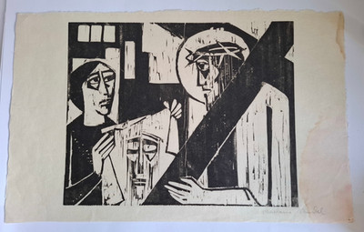 Marlene Reidel (1923 2014) Landshut Holzschnitt Veronika Schweißtuch