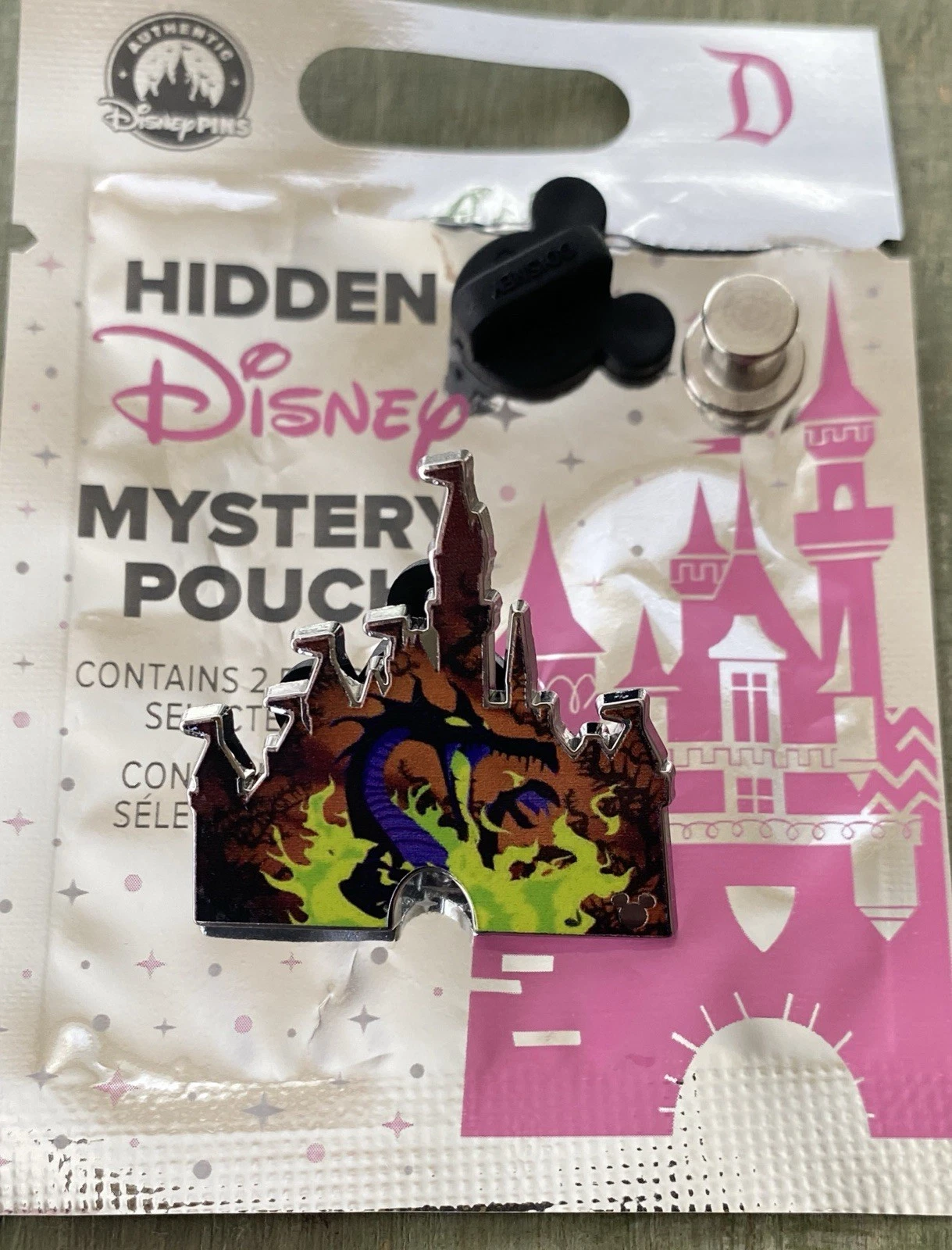 Disney Parks Pin Villains Maleficent Hidden Mickey Aurora Castle 2025 DLR Wave B
