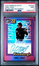 2022 Donruss Optic Oneil Cruz Auto RC Retro '81 Purple /25 PSA 9 #81S-OC