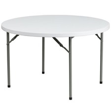 Flash Furniture 48" Round Plastic Folding Table in Granite White