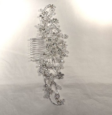 Silber Haarkamm Blume weiß funkelnd Kristall Braut Hochzeit formelle Anlässe