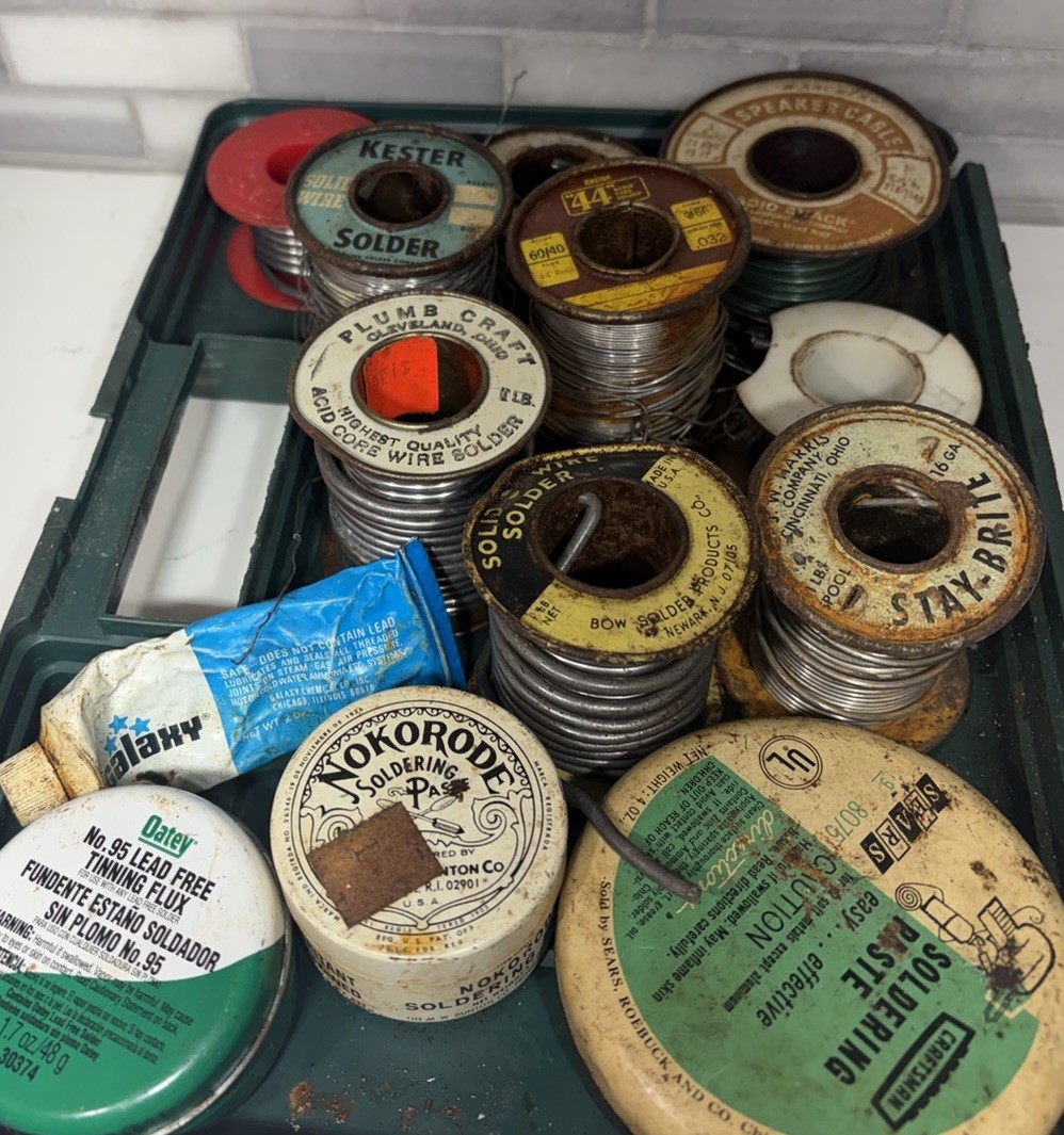 Vintage Solder Spool Lot Oatey Kester Plumb Craft w/ Paste Flux Compound 5lbs