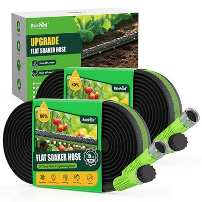 RAINPOINT Flat Soaker Hose 30FT for Garden, Drip Hose for Garden with Anodize...