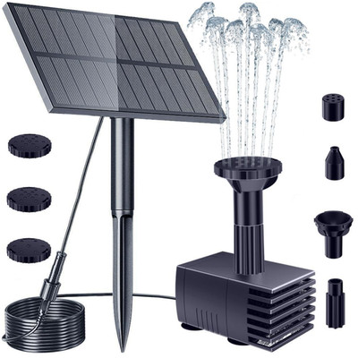 Solarbrunnen Biling 6 Düsen Solarpumpe für Teich Vogelbad mit Filter