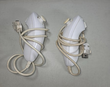 Official Wii Nunchuck White - Remote Nintendo OEM Controllers x2 Tested