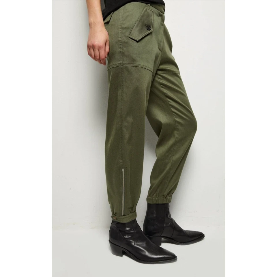 Pantalón cargo G1N con etiquetas Nili Lotan XS Arliss sarga recortada holgado French Mili Foto 4 de 4
