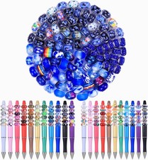 130 Pieces Assorted European Large Hole Fairy Wand Garden Large, Sapphire