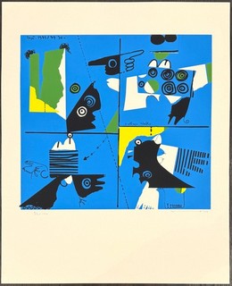 Armin Sandig seltene Wolke Farbserigraphie 1974 handsigniert und nummeriert