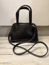 Jones New York Black Small Satchel Top Handle Zip Shoulder Strap Silver HW