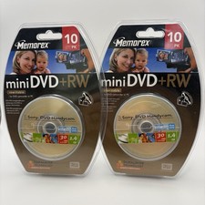 Lot of 2 Memorex Mini DVD RW 10 Pack 1.4GB 30 Min Sealed 8cm DVD Camcorder Discs