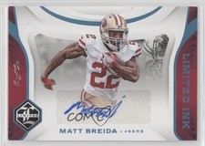 2018 Panini Limited INK Sapphire Spotlight 1/1 Matt Breida #LI-MB Auto 5l2