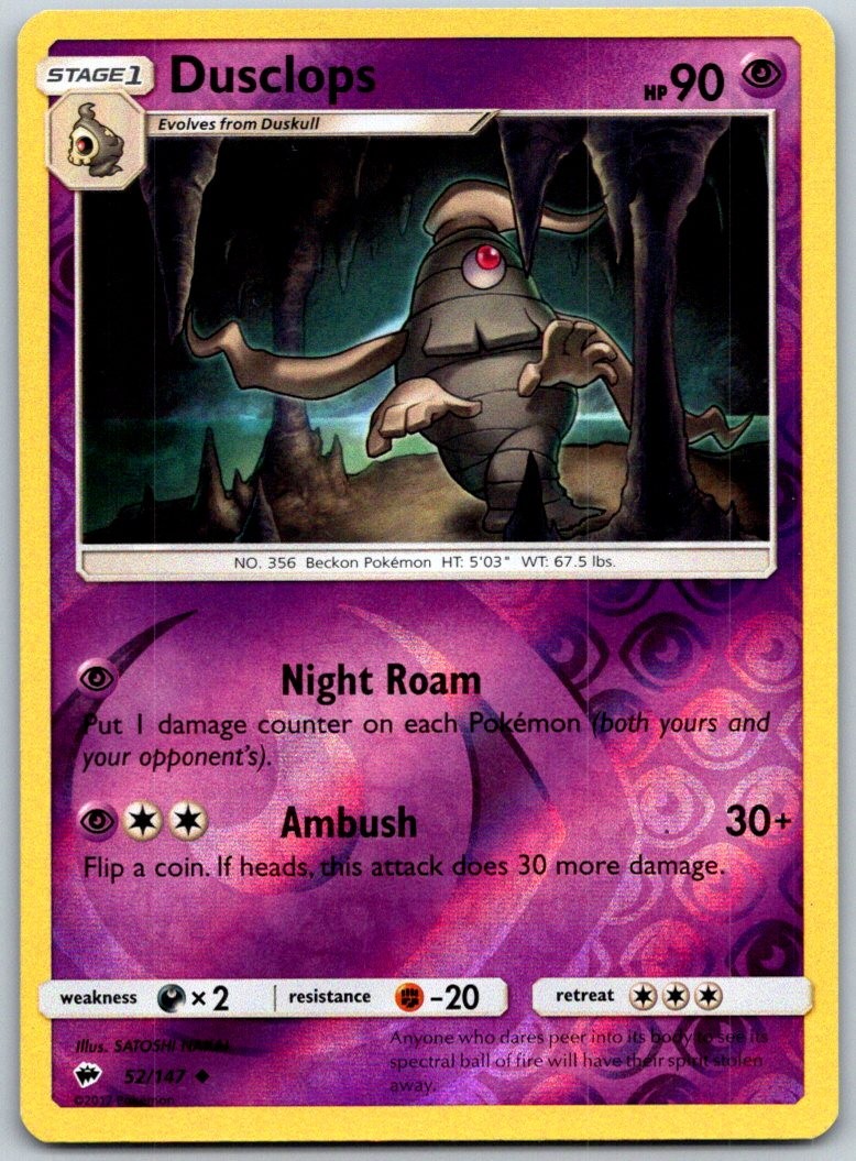 Dusclops 52/147 Uncommon SM - Burning Shadows Reverse Holofoil (Near Mint)