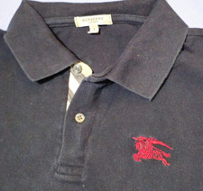 Vtg Burberry London Men's Polo Shirt Black Size Large Nova Check Accent