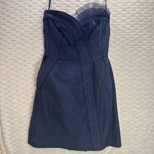 Marc by Marc Jacobs Women's Navy Blue Strapless Cocktail Mini Size 6 Ruffle