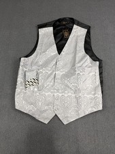 Mens DiBanGu Silver Paisley Vest Tie Set XL Formalwear NWT