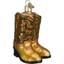 Old World Christmas Glass Ornament for Christmas Tree, Pair of Cowboy Boots