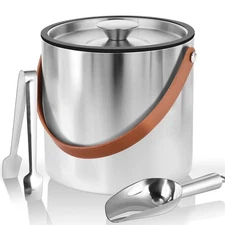 Double Wall Vacuum Ice Bucket with Lid & Accessories, 3L, Champagne Wine Bar