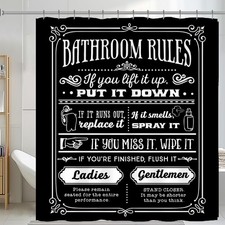 Funny Quotes Shower Curtains Cool Bathroom Rules Shower Curtain Fun 72 x 84 I...