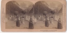 Vintage Stereofoto 18x9 cm: Tyrolese Haymakers, Val Ampezzo, Austria (1898)